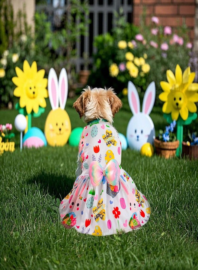 Habbiful Pet Dog Easter Outfit, Egg Bunny Flower Colorful Dog Dress Spring Summer Pet Doggie Apparel for Dogs Cats Gifts, L - Image 2